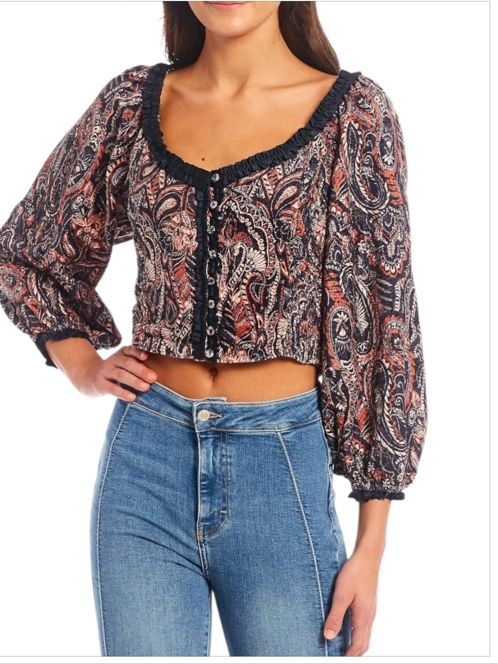 NWT Free People Velvet Blouse NWT sz L